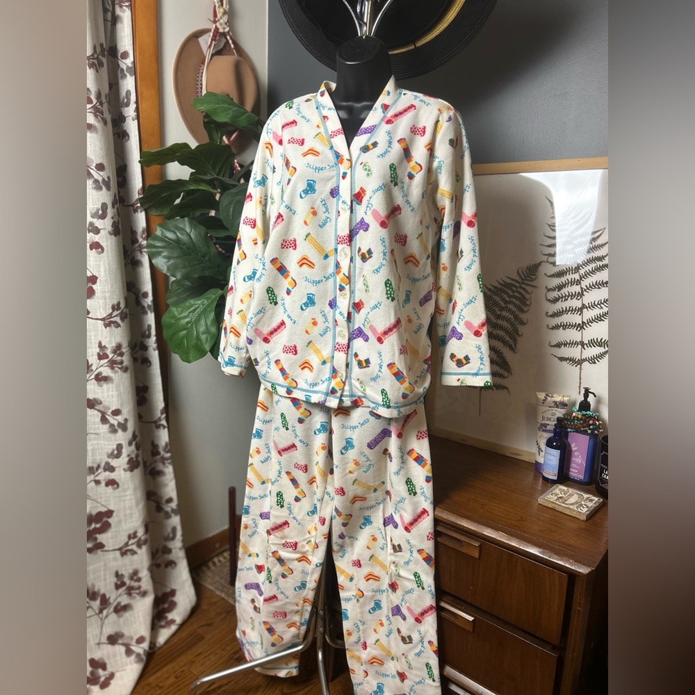 Vintage Carol Hockman Flannel Pajamas Socks
